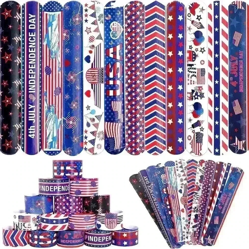 5 pcs 4th of July Slap Bracelets Toys for Kids